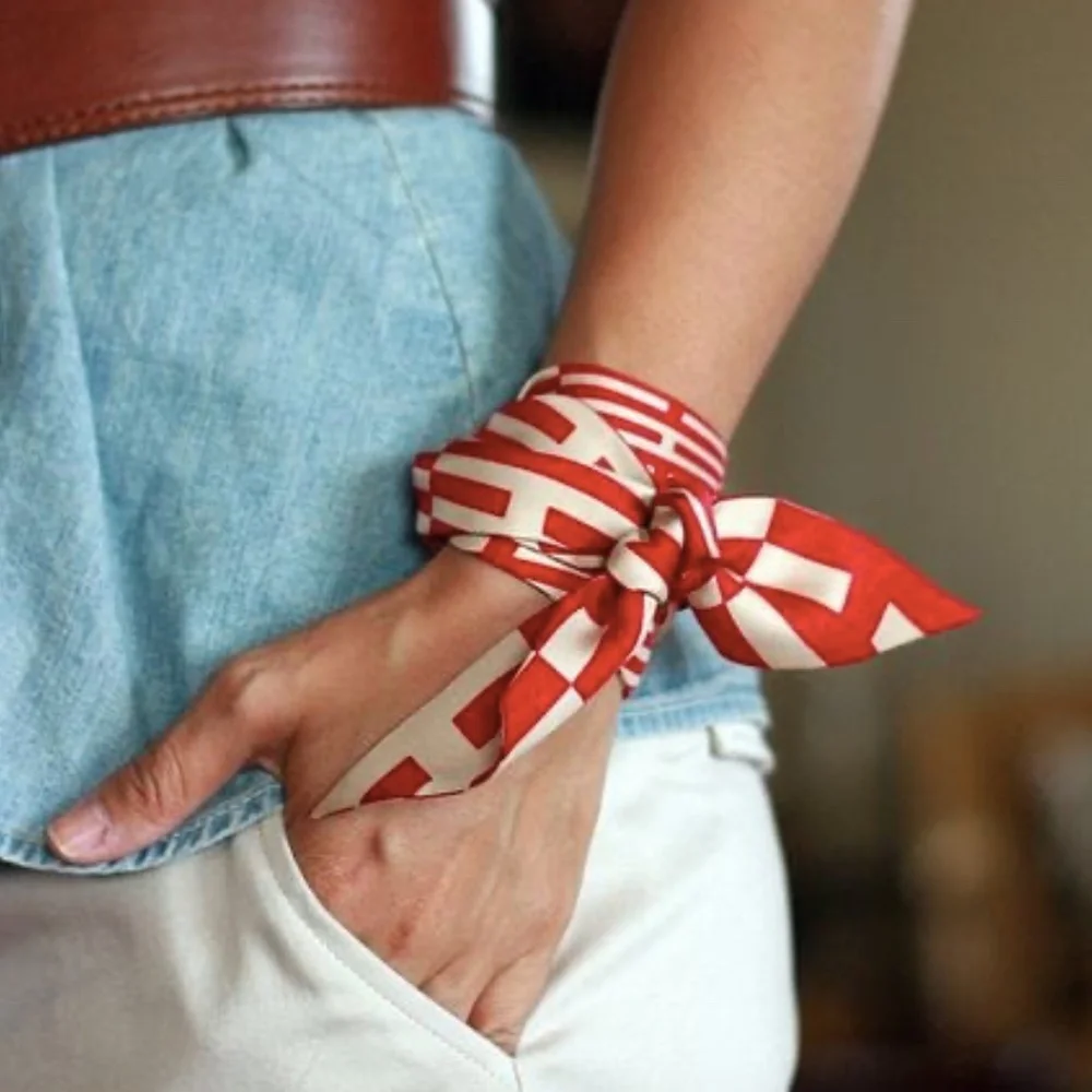 Boho Floral Satin Hair Scrunchie Scarf Bow